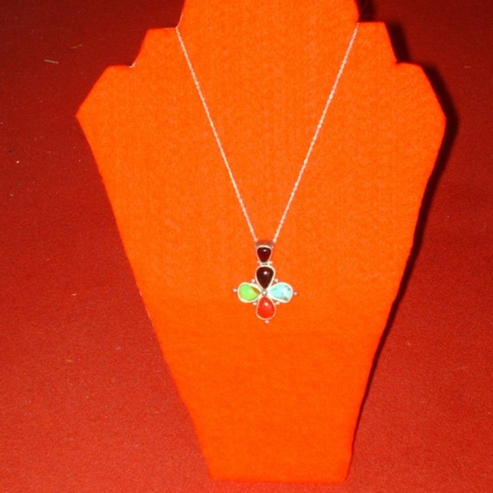 Sterling silver turquoise & onyx necklace vintage